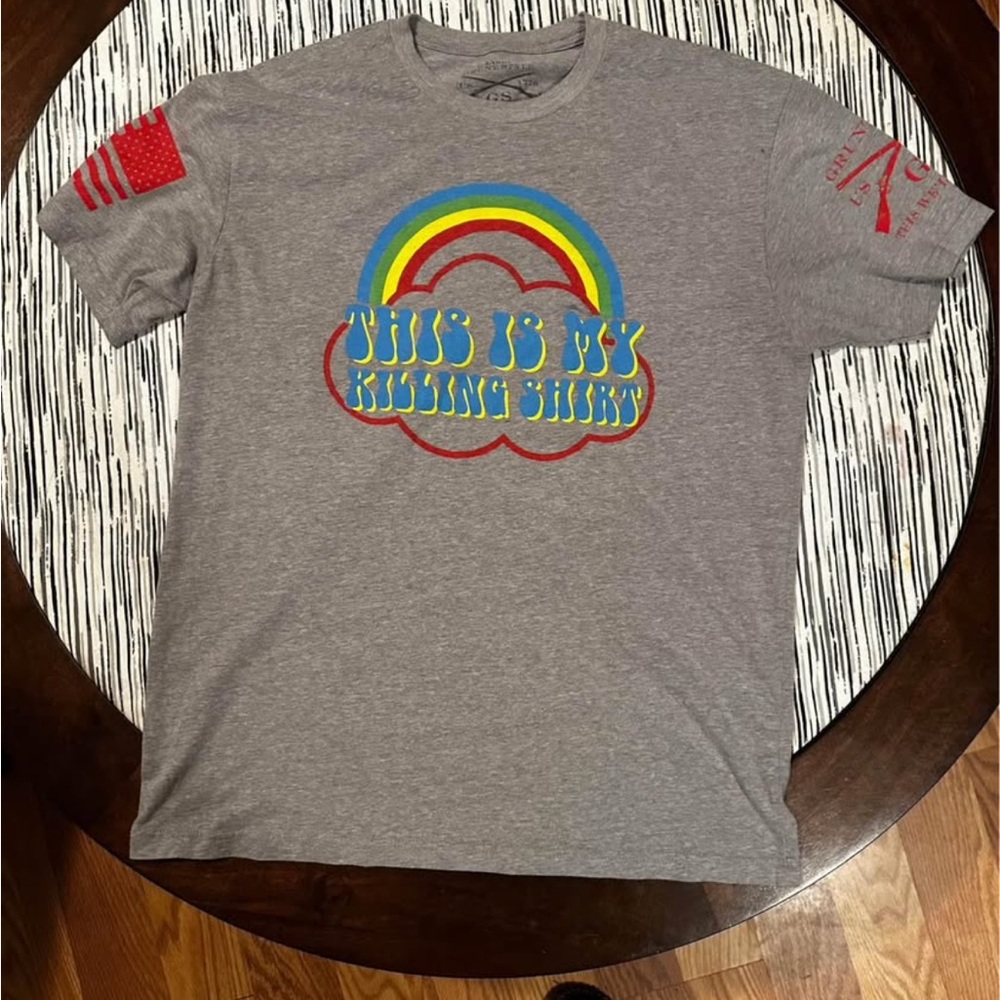 Grunt Style Gray T-Shirt with Blue Graphic
